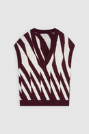 V Neck Vest - Dark Raisin Red - Femme