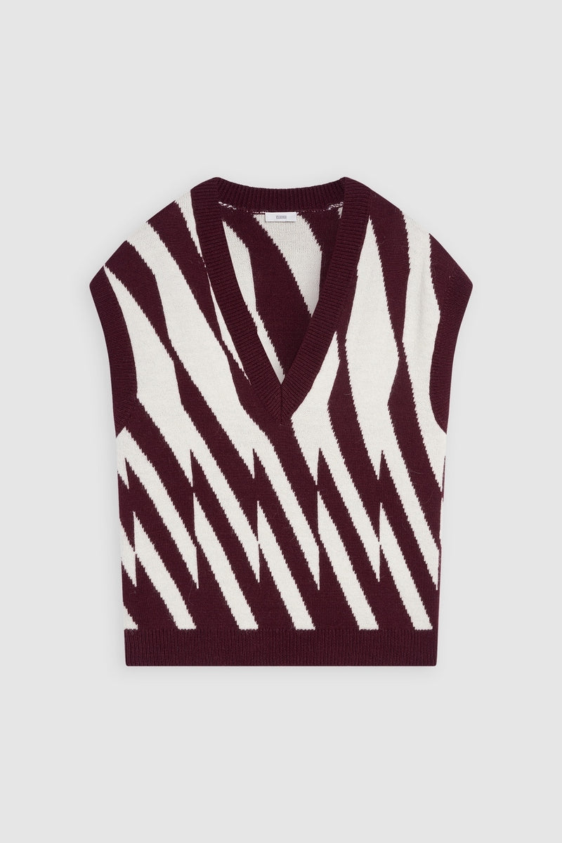 V Neck Vest - Dark Raisin Red - Femme