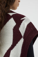 V Neck Vest - Dark Raisin Red - Femme