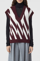 V Neck Vest - Dark Raisin Red - Femme