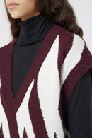 V Neck Vest - Dark Raisin Red - Femme