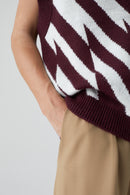 V Neck Vest - Dark Raisin Red - Femme