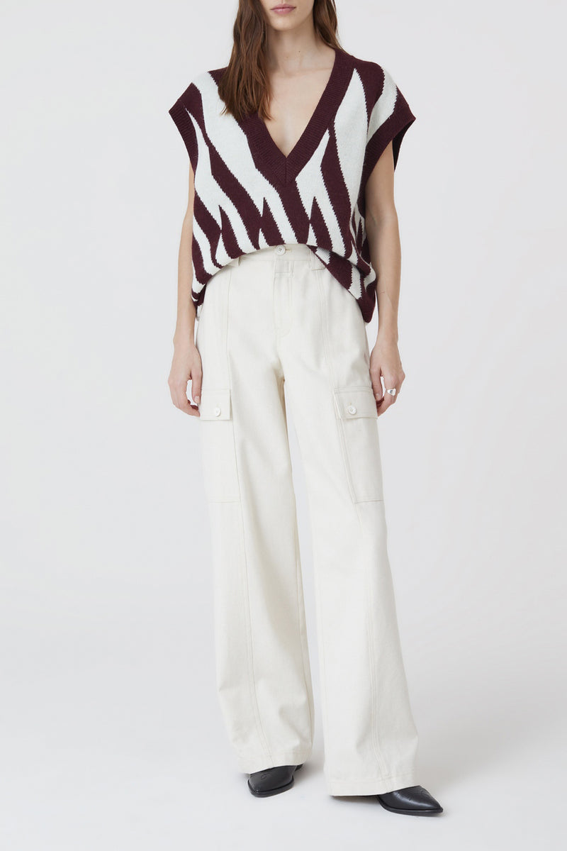 V Neck Vest - Dark Raisin Red - Femme