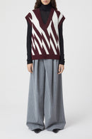 V Neck Vest - Dark Raisin Red - Femme