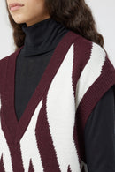 V Neck Vest - Dark Raisin Red - Femme