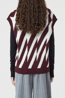 V Neck Vest - Dark Raisin Red - Femme