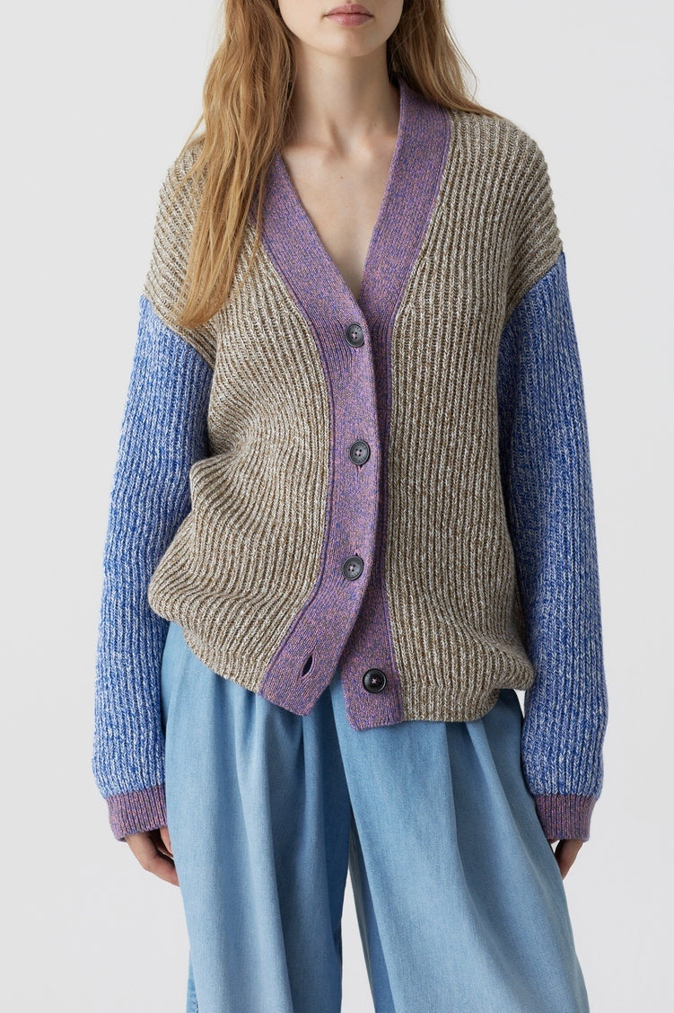 V Cardigan Long Sleeves - Multi Colour - Femme