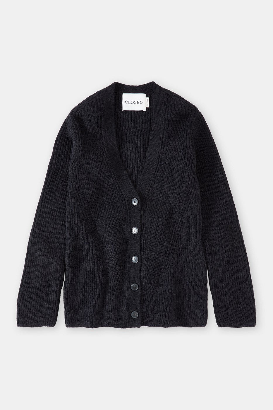 V Cardigan Long Sleeve - Black - Mujer