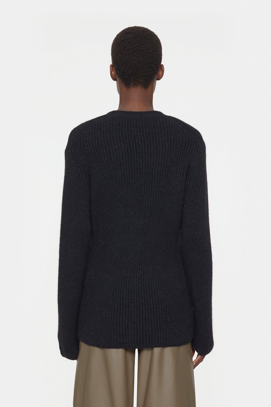 V Cardigan Long Sleeve - Black - Mujer