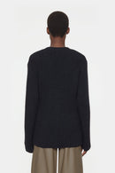 V Cardigan Long Sleeve - Black - Femme