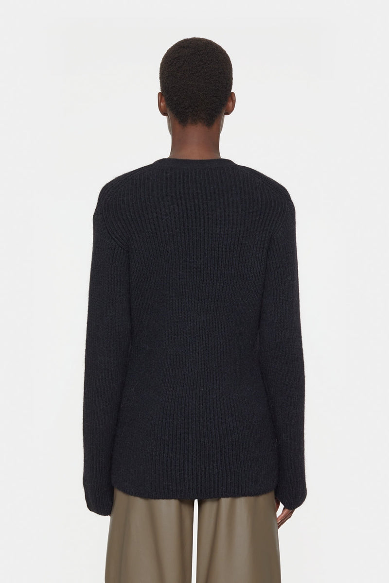 V Cardigan Long Sleeve - Black - Femme
