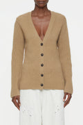 V-Neck Long Sleeve Cardigan - Dried Tabaco - Women