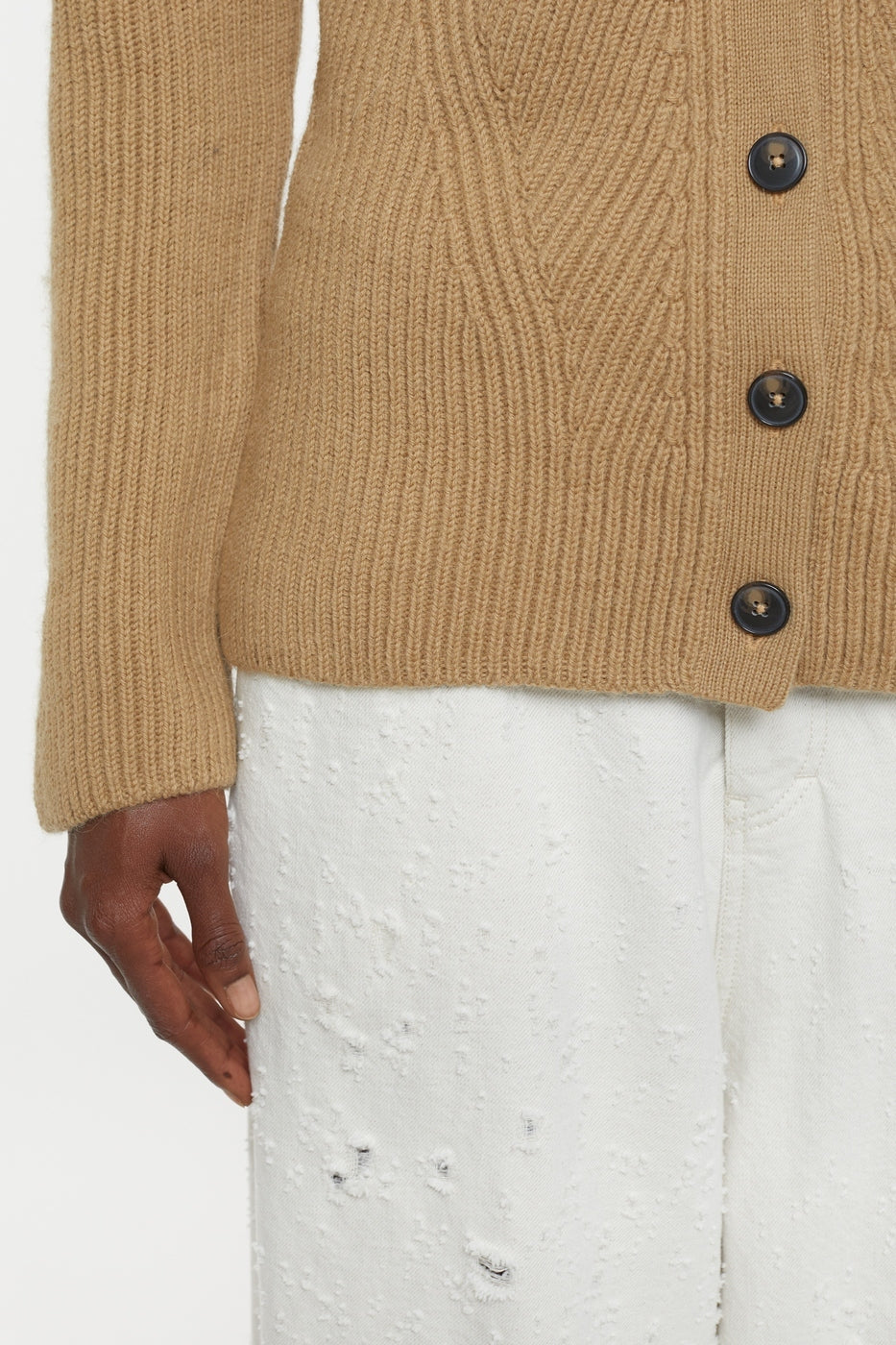 V-Neck Long Sleeve Cardigan - Dried Tabaco - Women