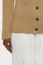 V-Neck Long Sleeve Cardigan - Dried Tabaco - Women