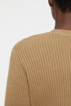 V-Neck Long Sleeve Cardigan - Dried Tabaco - Women