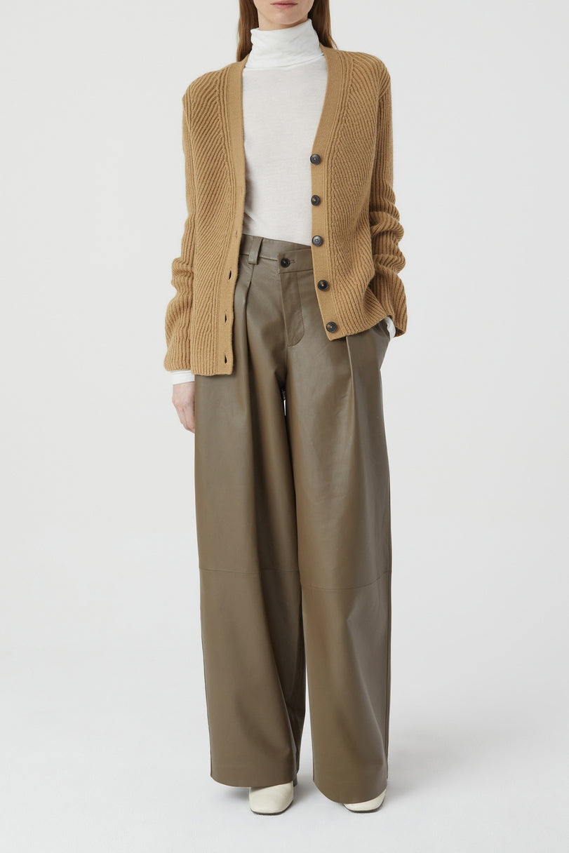 V-Neck Long Sleeve Cardigan - Dried Tabaco - Women