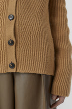 V-Neck Long Sleeve Cardigan - Dried Tabaco - Women