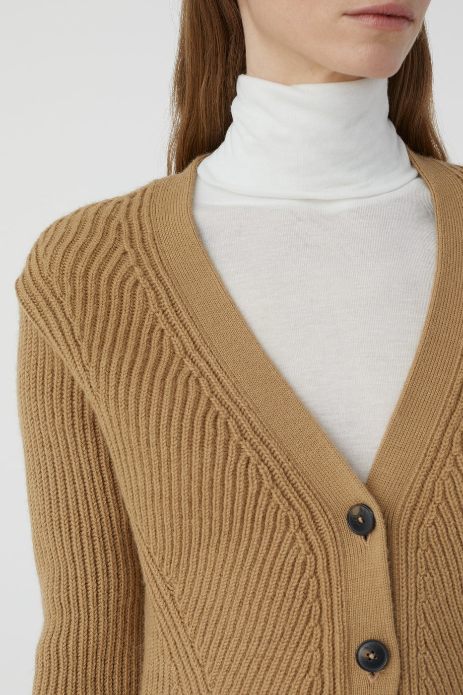 V-Neck Long Sleeve Cardigan - Dried Tabaco - Women