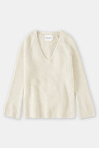 V Neck Long Sleeve - Ivory - Mujer