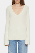 V Neck Long Sleeve - Ivory - Mujer