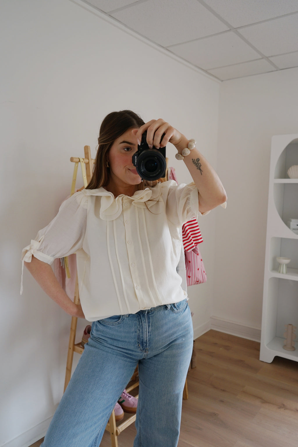 Mini Blouse Brune Beige