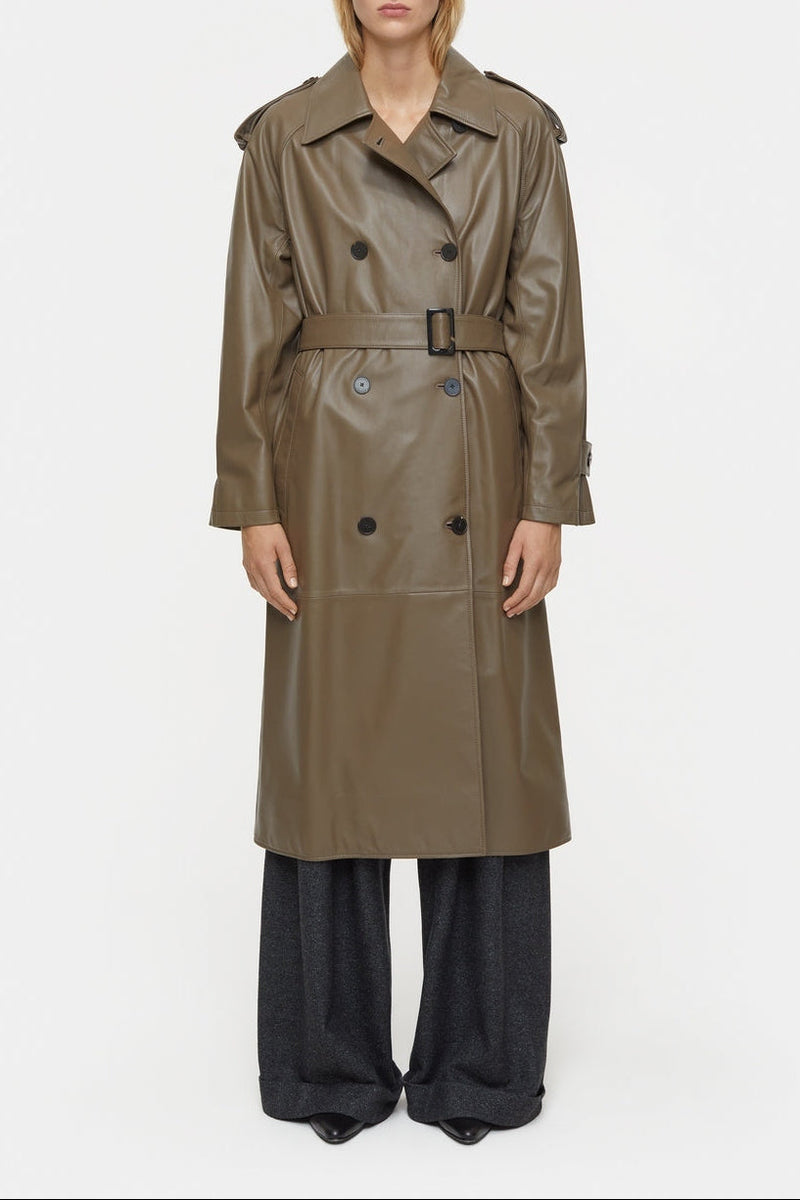 Leather Trench - Old Pine - Femme
