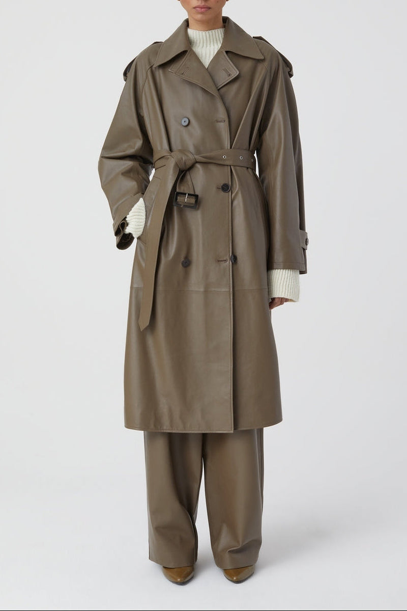 Leather Trench - Old Pine - Femme