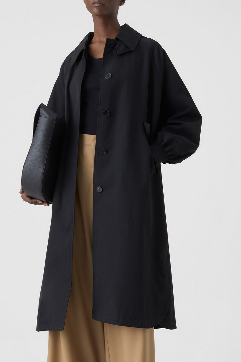Raglan Sleeve Trench - Black - Women