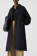 Raglan Sleeve Trench - Black - Femme