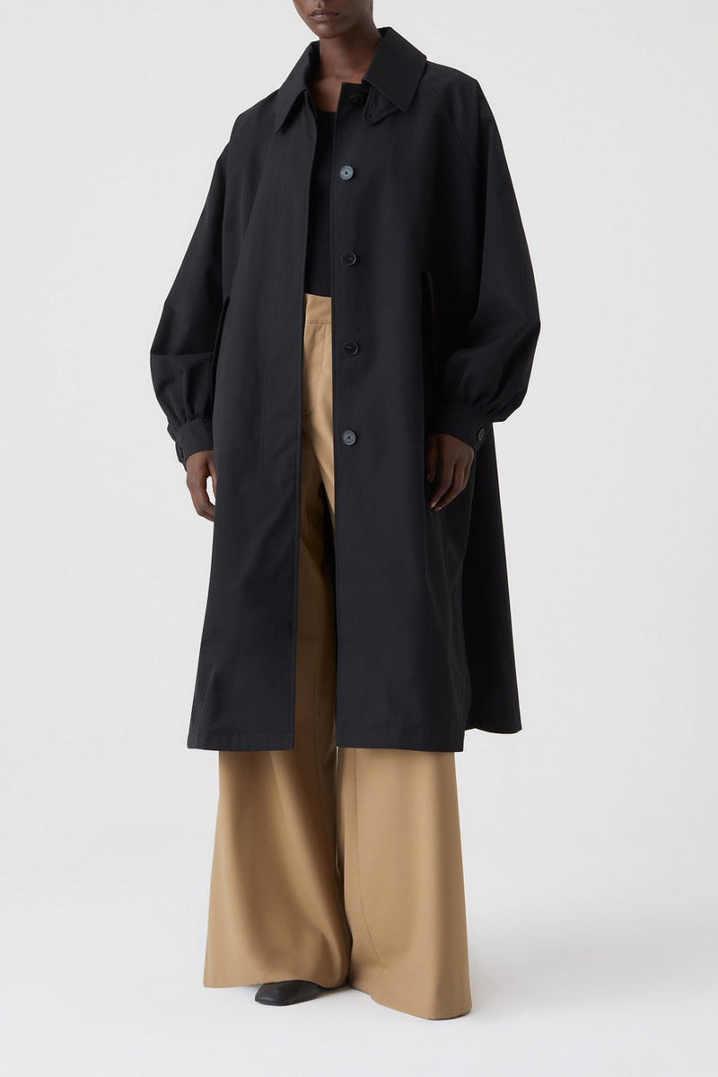 Raglan Sleeve Trench - Black - Femme