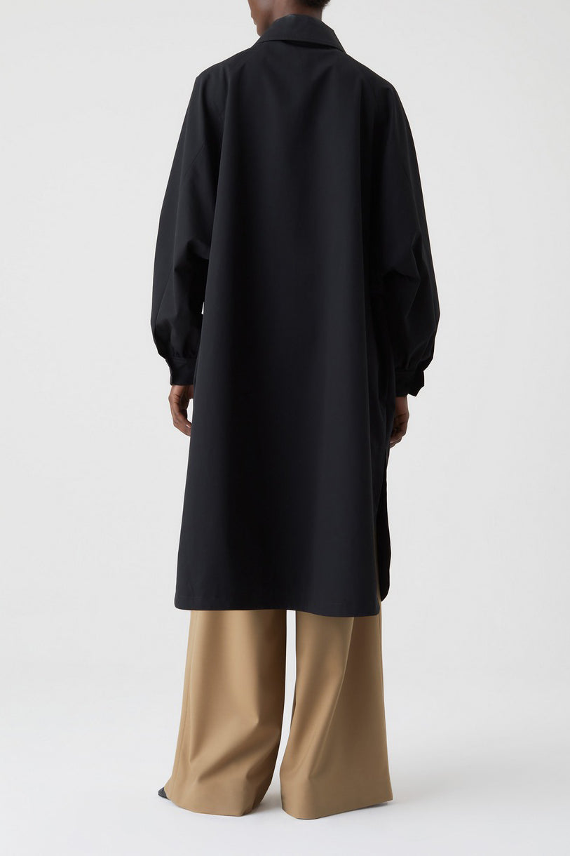 Raglan Sleeve Trench - Black - Women