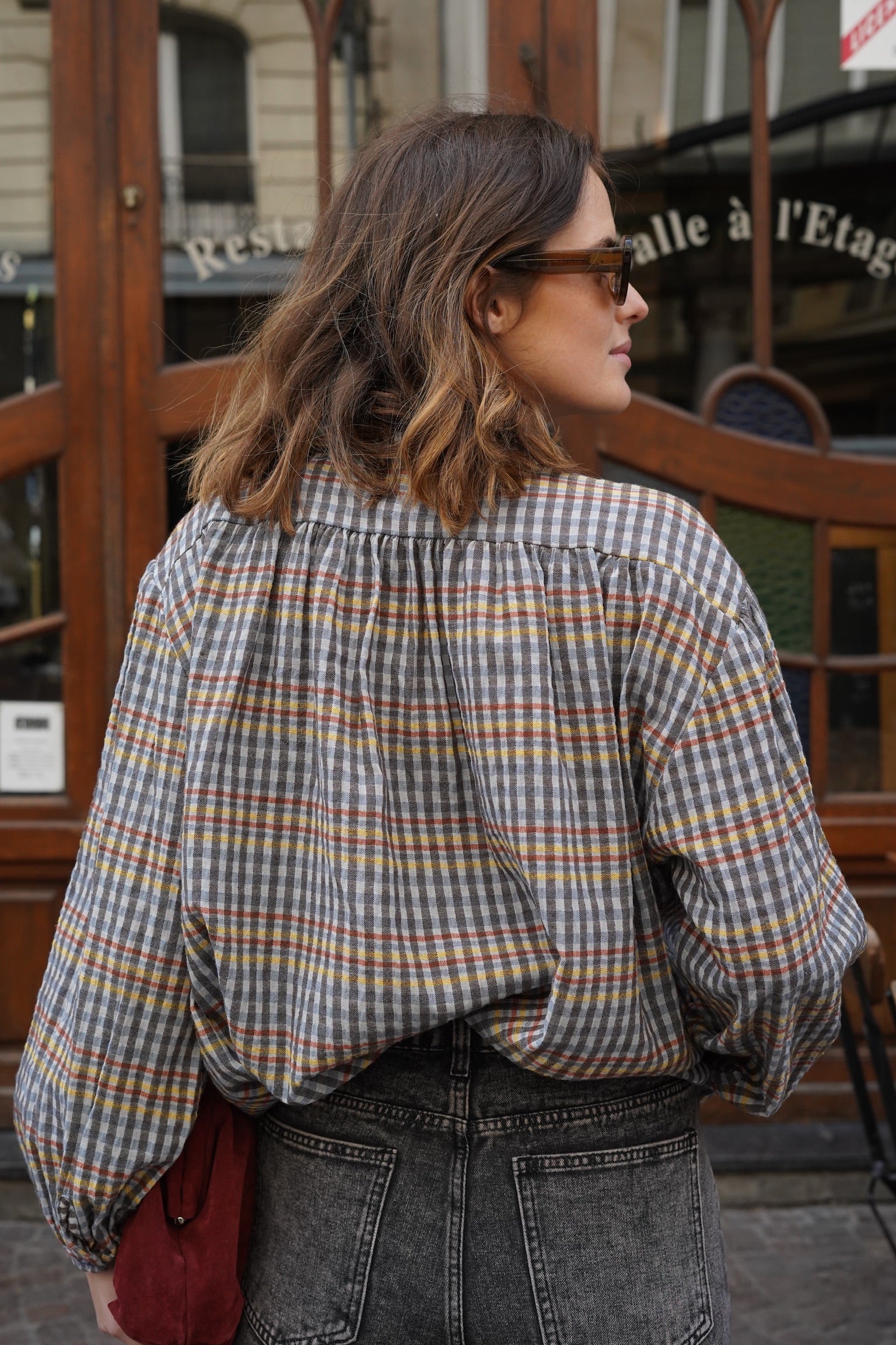 Colette Blue/Yellow Check Blouse
