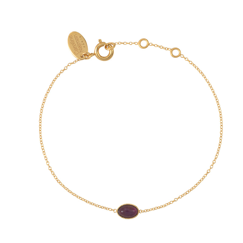 Bracelet Cab Ovale Doré Amethyste