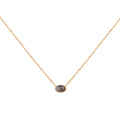 Collier Cab Ovale Doré Labradorite