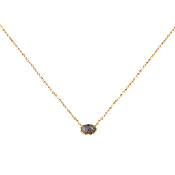 Collier Cab Ovale Doré Labradorite