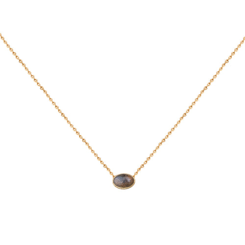 Collier Cab Ovale Doré Labradorite