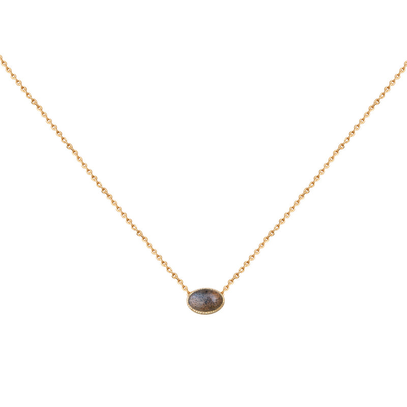 Collier Cab Ovale Doré Labradorite