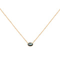 Cab Oval Gold Gray Mother-of-Pearl Necklace