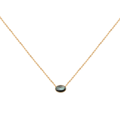 Collier Cab Ovale Doré Nacre Grise