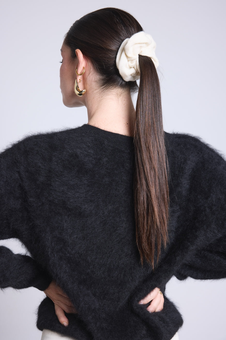 Chouchou Cheveux Cachou - Blanc - Femme - 100% Cachemire