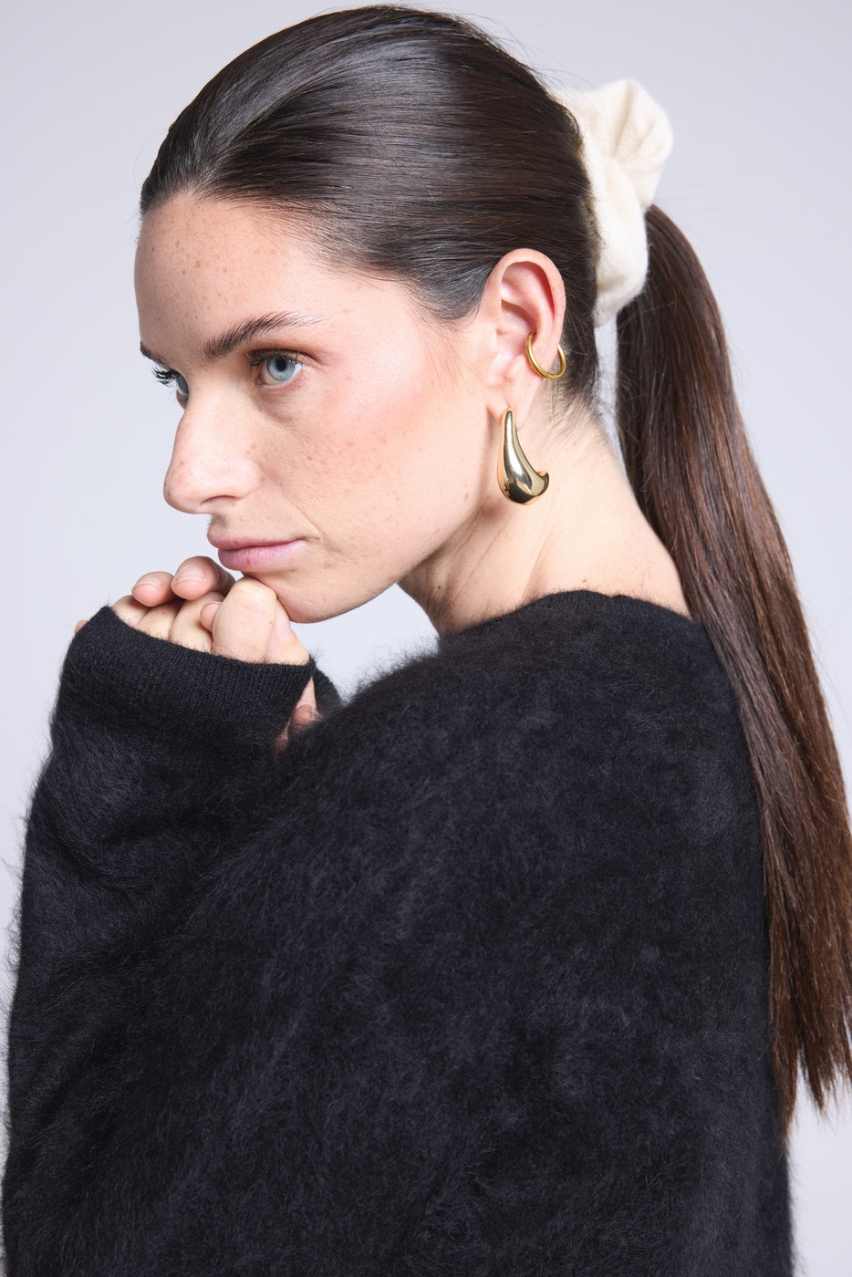 Chouchou Cheveux Cachou - Blanc - Femme - 100% Cachemire