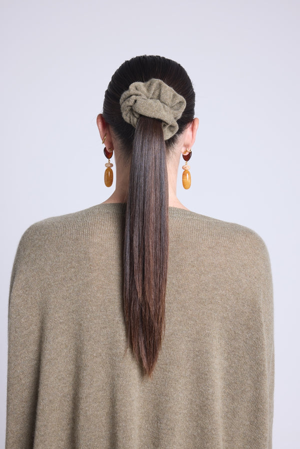 Chouchou Cheveux Cachou - Vert Khaki - Femme - 100% Cachemire