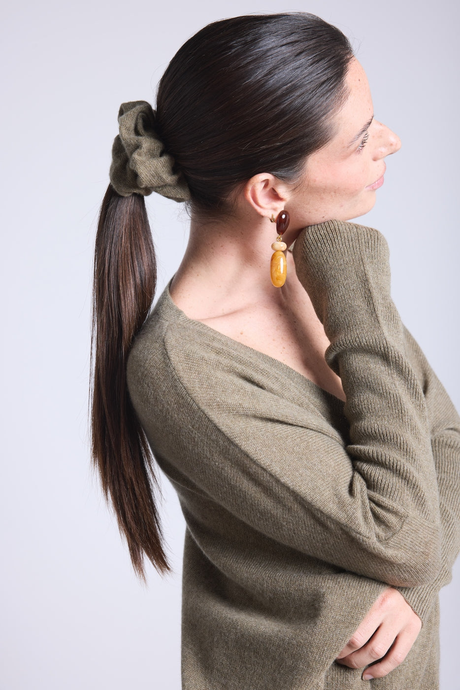Scrunchie para el pelo Cachou - Verde caqui - Mujer
