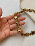 Collier Doré Vintage - Pierres Ambrées Et Cabochons Nacrés
