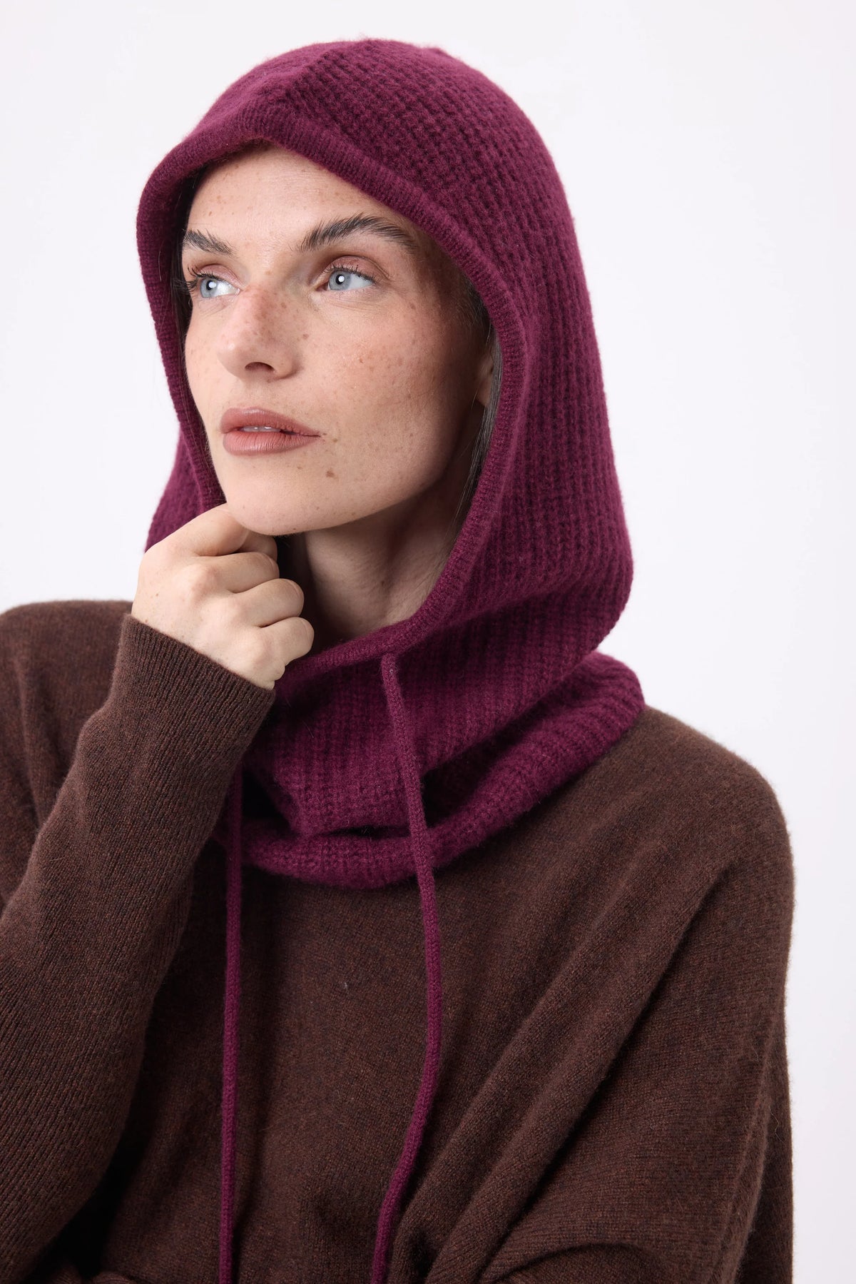 Sturmhaube - Weinrot - Unisex - 100% Kaschmir