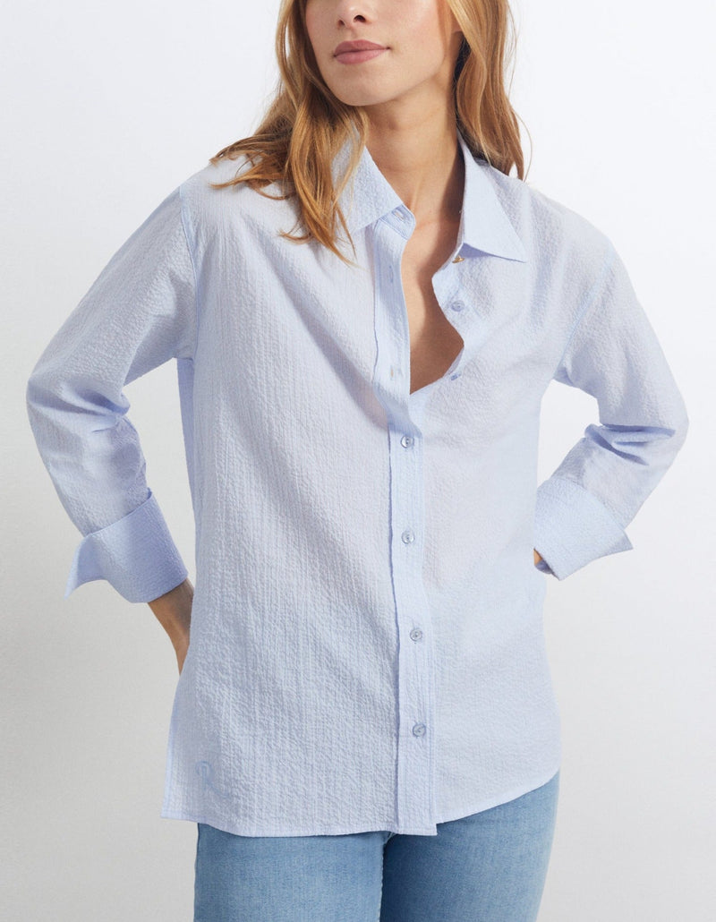 Reiko - Camisa elegante Caissy - Rayas azul claro - Mujer