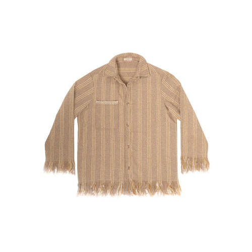 Surchemise Frangée En Laine - Calamity - Chamois