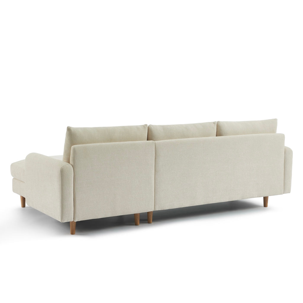 Caliba - Vaste omkeerbare hoekbank 4 zitplaatsen - Chenillestof beige