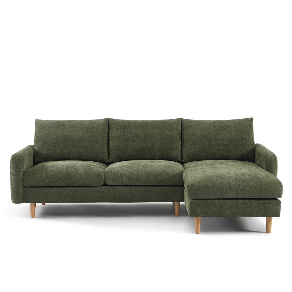 Caliba - Reversibles Ecksofa Nicht Ausziehbar 4-Sitzer - Chenille-Stoff Grün