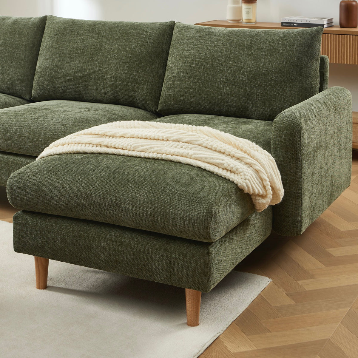 Caliba - Reversibles Ecksofa Nicht Ausziehbar 4-Sitzer - Chenille-Stoff Grün
